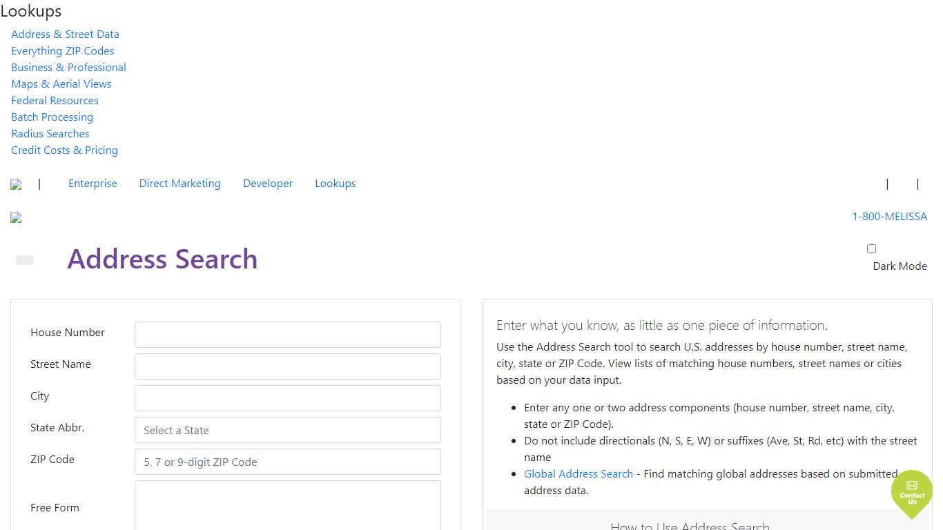 Address Search Tool | Melissa Lookups